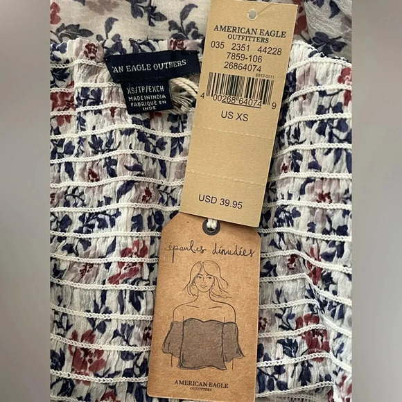 American Eagle Pretty Floral Off Shoulder Top XS - Picture 7 of 8